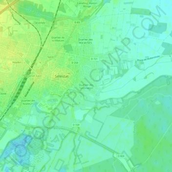 Mapa topográfico Quartier des Tanzmatten, altitud, relieve