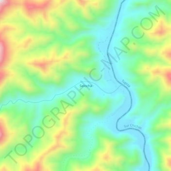 Mapa topográfico Selocha, altitud, relieve