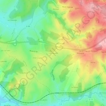 Mapa topográfico Les Espalus, altitud, relieve