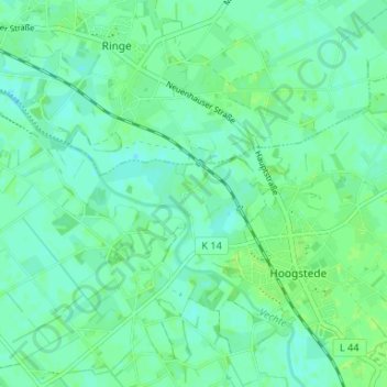 Mapa topográfico Arkel, altitud, relieve