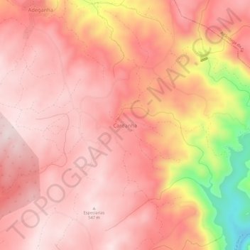 Mapa topográfico Cardanha, altitud, relieve