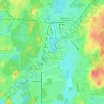 Mapa topográfico Galgenbühl, altitud, relieve