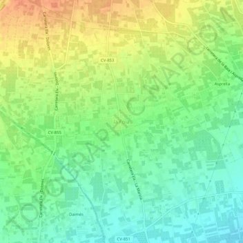 Mapa topográfico la Foia, altitud, relieve