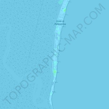 Mapa topográfico Pellestrina, altitud, relieve