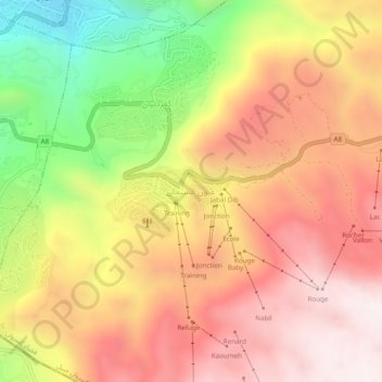 Mapa topográfico Aayoun El Siman, altitud, relieve