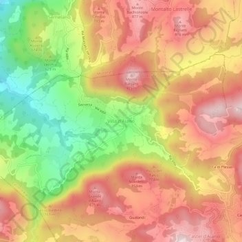 Mapa topográfico Villa d'Aiano, altitud, relieve