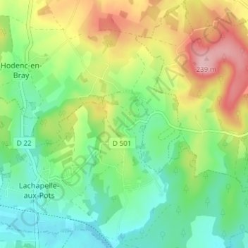 Mapa topográfico Armentières, altitud, relieve
