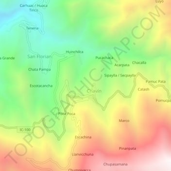 Mapa topográfico Tantarancha, altitud, relieve