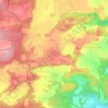 Mapa topográfico Ittenhausen, altitud, relieve