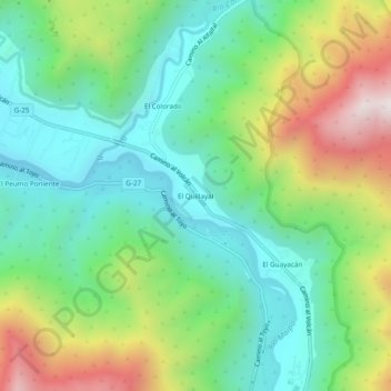 Mapa topográfico El Quillayal, altitud, relieve