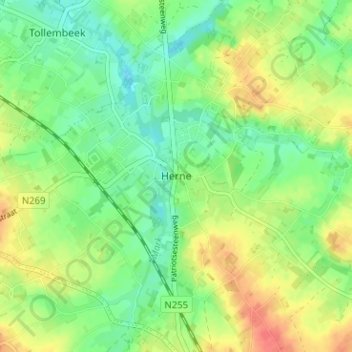 Mapa topográfico Hérinnes, altitud, relieve
