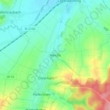 Mapa topográfico Weichs, altitud, relieve