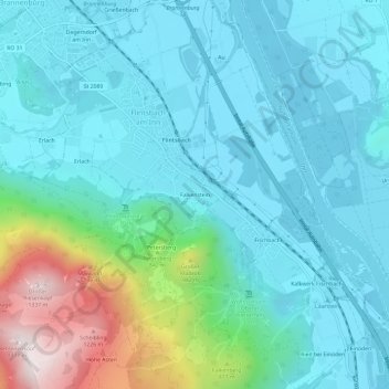 Mapa topográfico Falkenstein, altitud, relieve