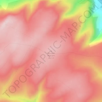 Mapa topográfico Mynydd Mallaen, altitud, relieve