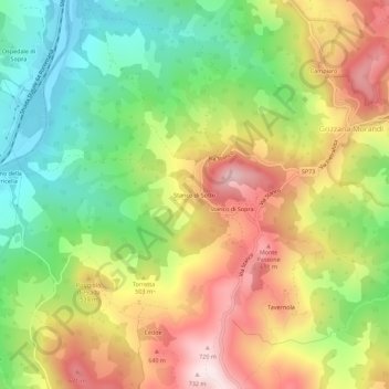 Mapa topográfico Stanco di Sotto, altitud, relieve