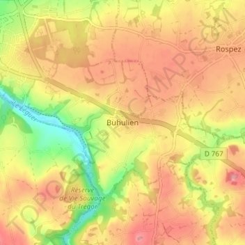 Mapa topográfico Buhulien, altitud, relieve