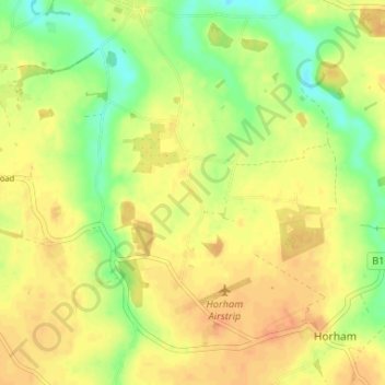 Mapa topográfico Denham Green, altitud, relieve