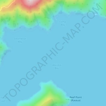 Mapa topográfico Waitātā Bay, altitud, relieve