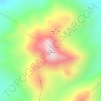Mapa topográfico Cerro Moños, altitud, relieve