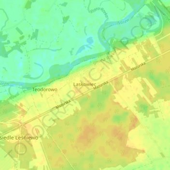 Mapa topográfico Nowa, altitud, relieve