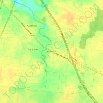 Mapa topográfico White Oaks, altitud, relieve