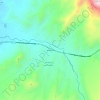 Mapa topográfico Las Lomas, altitud, relieve