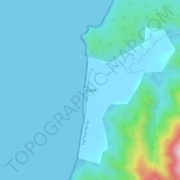 Mapa topográfico Huaca, altitud, relieve
