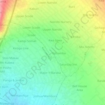 Mapa topográfico Shalom, altitud, relieve