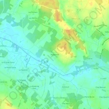 Mapa topográfico Malgerme, altitud, relieve