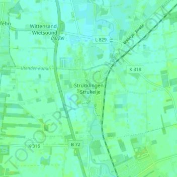 Mapa topográfico Strücklingen, altitud, relieve