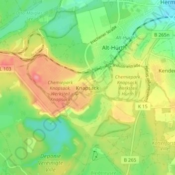 Mapa topográfico Knapsack, altitud, relieve