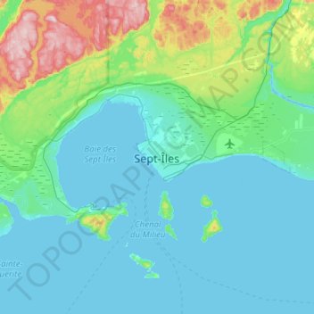 Mapa topográfico Sept-Îles, altitud, relieve
