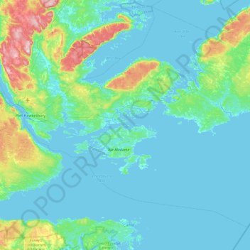 Mapa topográfico Crow Island, altitud, relieve