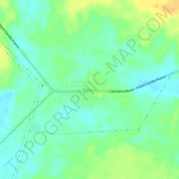 Mapa topográfico Polyuc, altitud, relieve