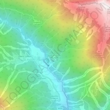 Mapa topográfico Vuezzis / Vuezos, altitud, relieve