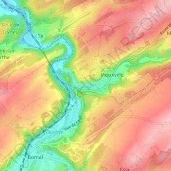 Mapa topográfico Logne, altitud, relieve