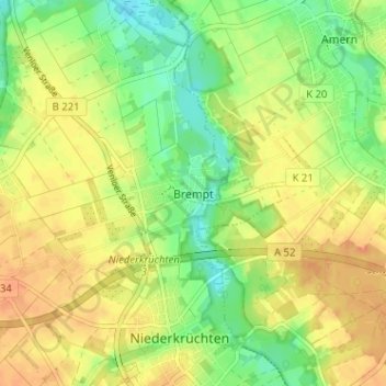 Mapa topográfico Brempt, altitud, relieve