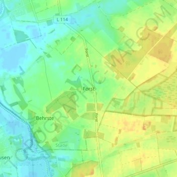 Mapa topográfico Forst, altitud, relieve