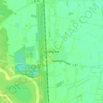 Mapa topográfico Osterbrock, altitud, relieve