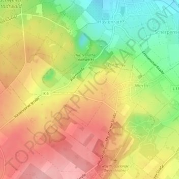 Mapa topográfico Kuhtrift, altitud, relieve