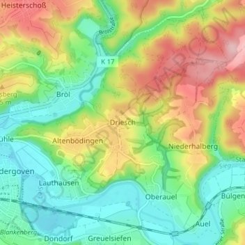 Mapa topográfico Driesch, altitud, relieve