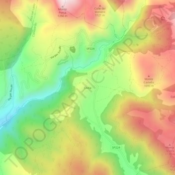Mapa topográfico Civita, altitud, relieve
