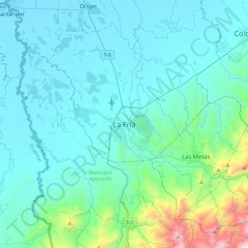 Mapa topográfico La Fría, altitud, relieve