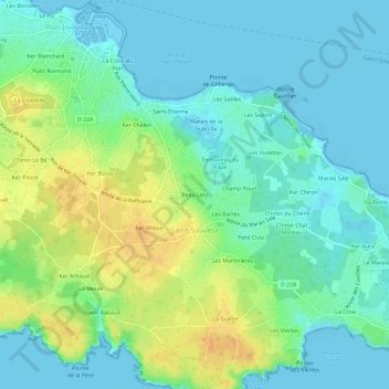 Mapa topográfico Beau Lieu, altitud, relieve