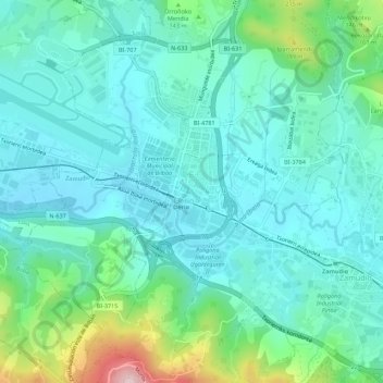 Mapa topográfico Derio, altitud, relieve