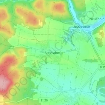 Mapa topográfico Steinsdorf, altitud, relieve