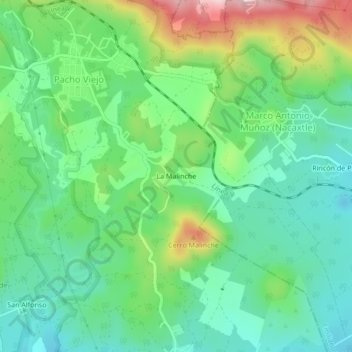 Mapa topográfico La Malinche, altitud, relieve