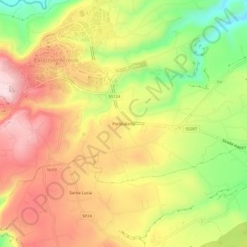 Mapa topográfico Porticaletto, altitud, relieve