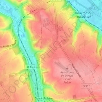 Mapa topográfico Les Vertus, altitud, relieve