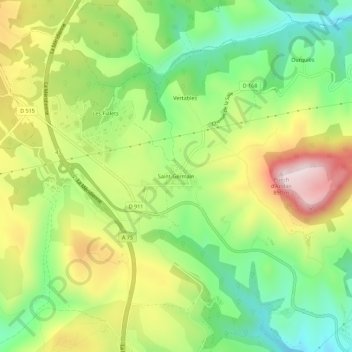 Mapa topográfico Saint-Germain, altitud, relieve
